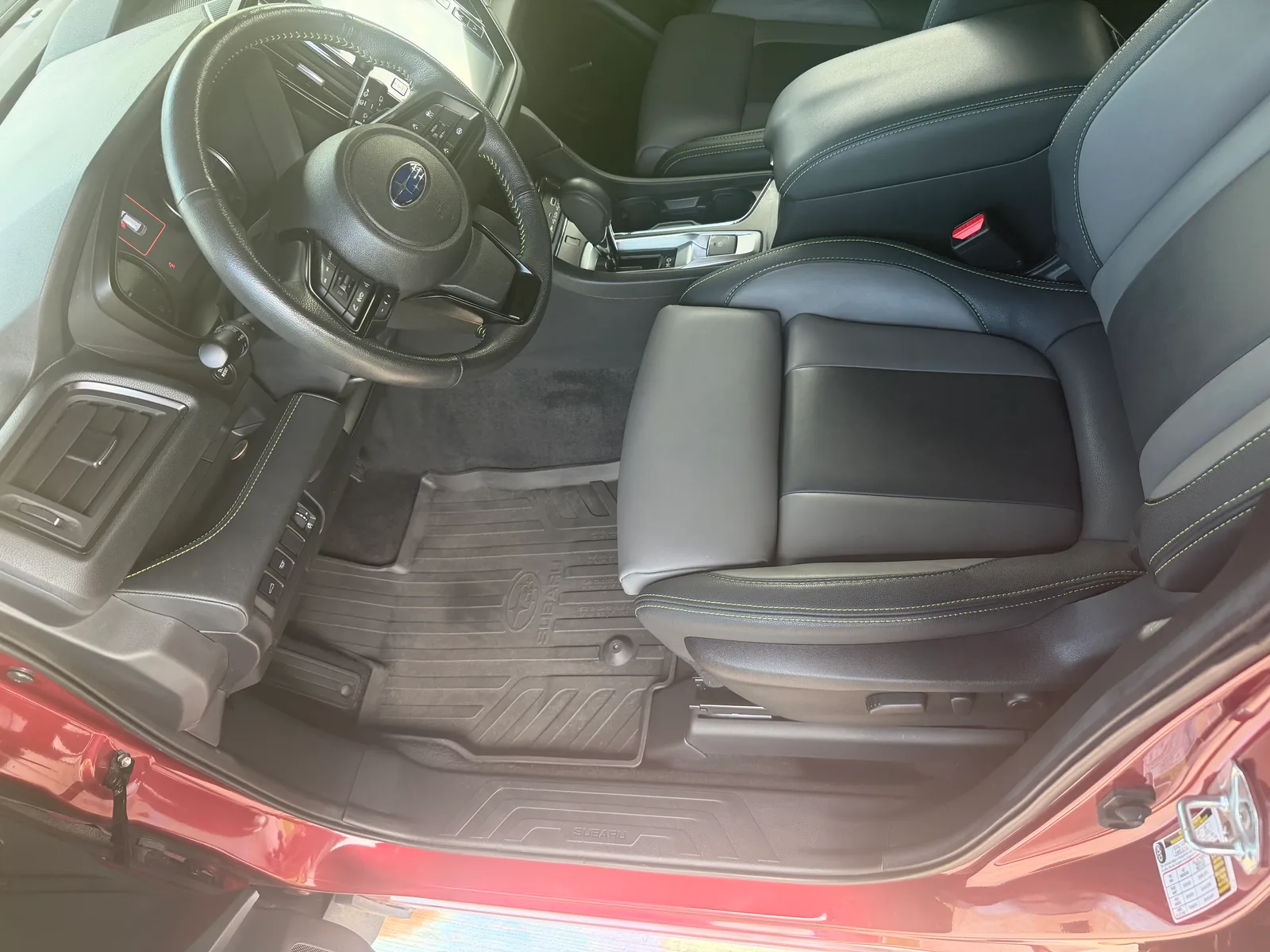 Subaru driver area after detailing.